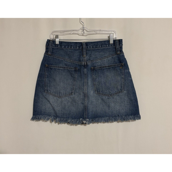 Madewell Denim Mini Skirt 30 Jean Blue Faded Distressed Aline Boho - Picture 2 of 8